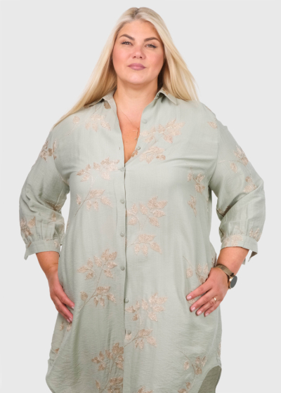 Asmita Plus Size green buttoned blouse