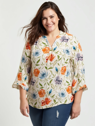 Shauna Plus Size printed blouse
