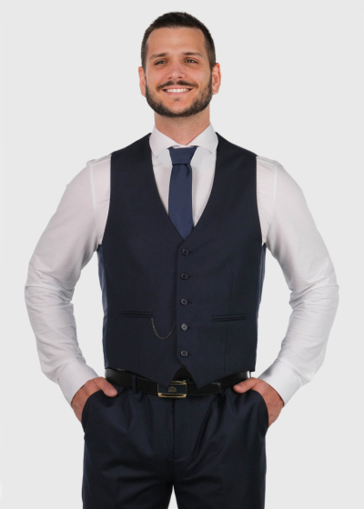 Grell dark blue classic vest with chain