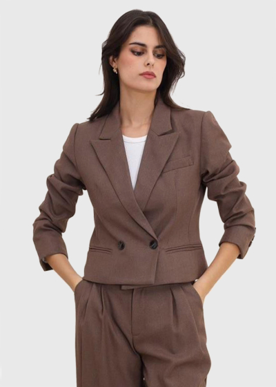 Agnese brown women's cropped jacket