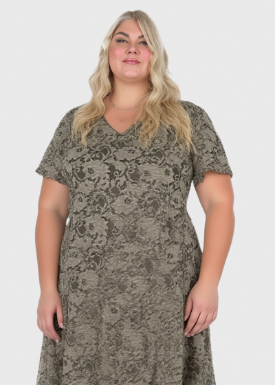 Rossana Plus Size khaki short dress
