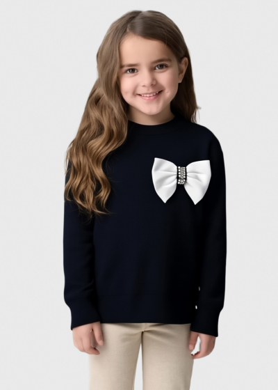 Sangita black sweater with bow
