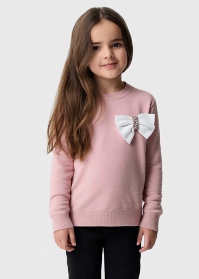 Sangita pink sweater with bow