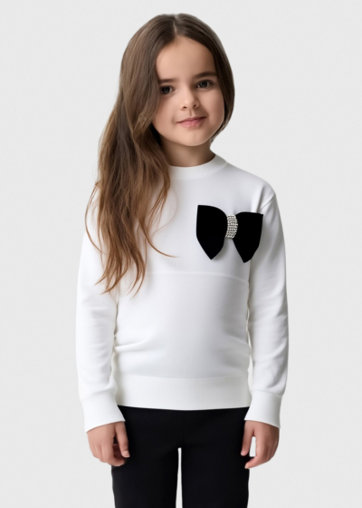 Sangita white sweater with bow