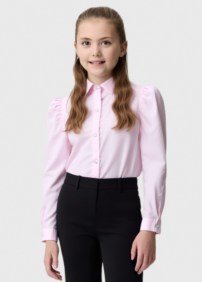 Satine rozā blūze ar garām piedurknēm