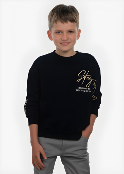 Shino black sweatshirt with a sign