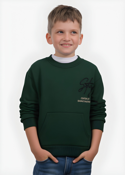 Shino green sweatshirt with a sign