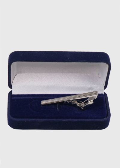 Silver-colored tie clip