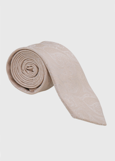 Beige men's tie with pattern