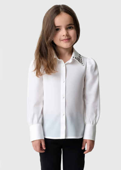 Rossana white blouse with rhinestones