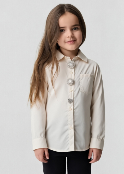 Roxanne beige buttoned blouse