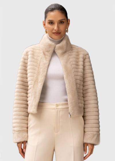 Nijole beige short faux fur coat