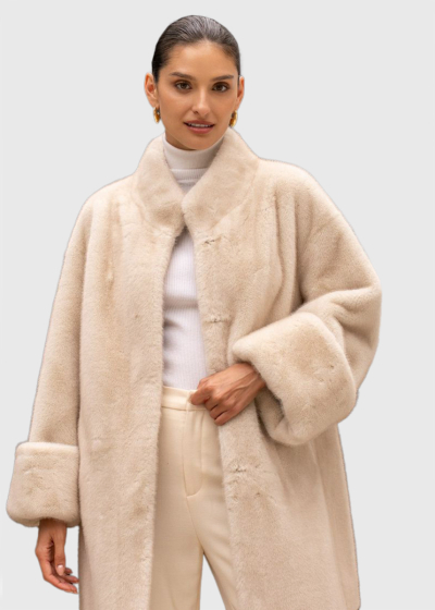 Nastya beige faux fur coat