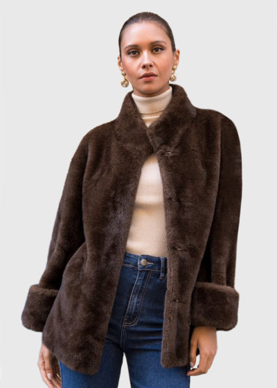 Nastya brown faux fur coat