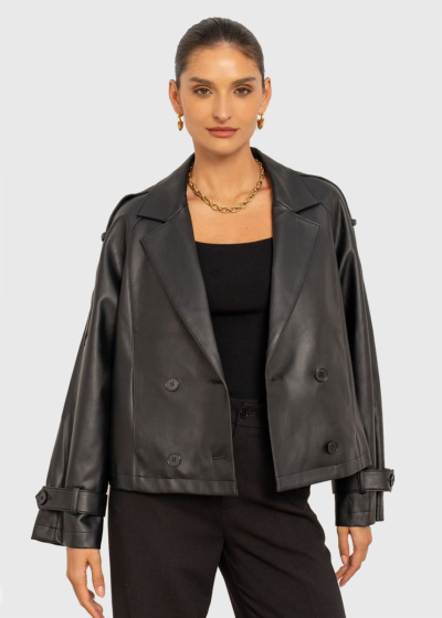 Neslihan black short buttoned jacket