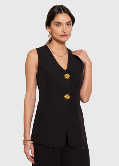Nesrin black buttoned vest