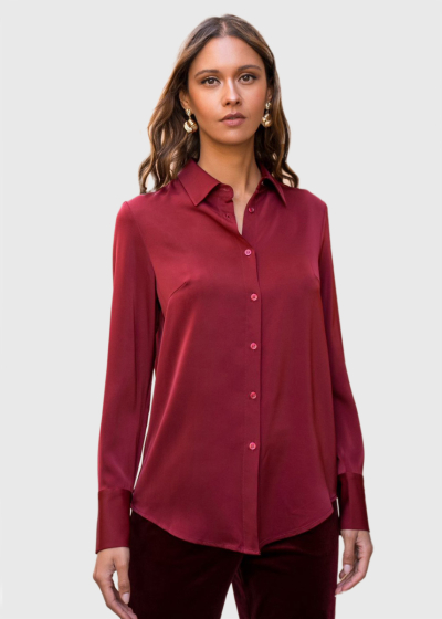 Nuna бордовая блузка с длинными рукавами