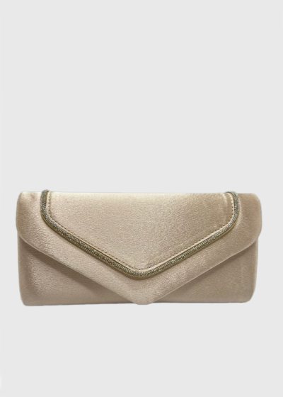 Nivedita beige fold over clutch