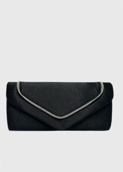 Nivedita black fold over clutch