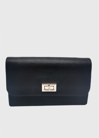 Janine black fold over clutch