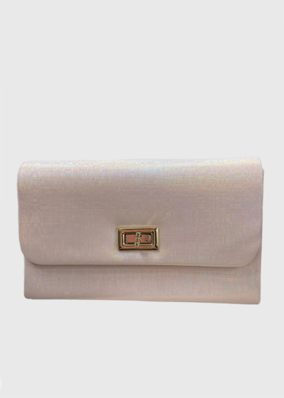 Janine light pink fold over clutch