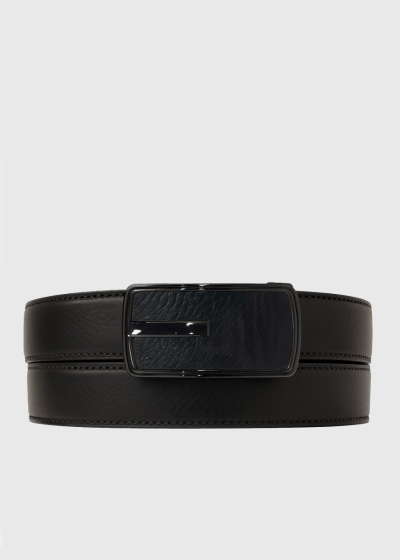Nuno black men's belt with metal buckle