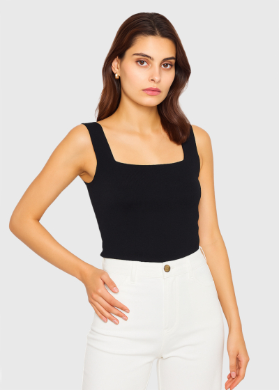 Tristessa black square neck top