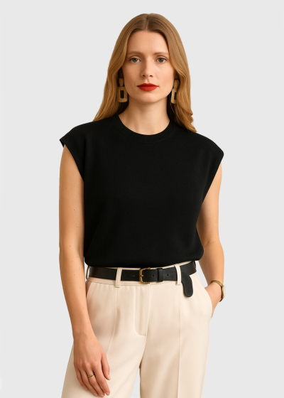 Teri black knitted t-shirt