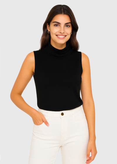 Tiana black high neck top