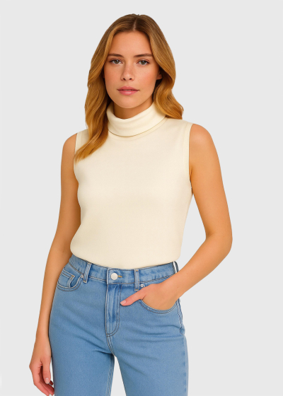 Tiana beige high neck top