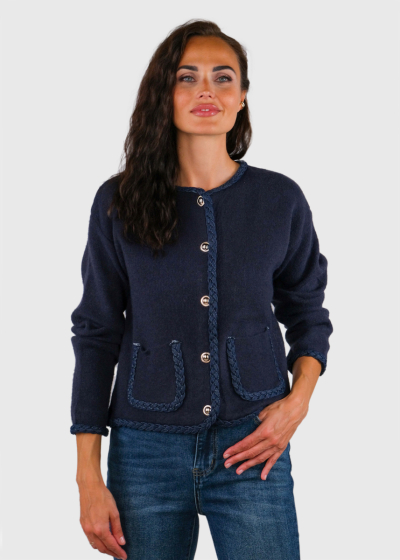 Zalina dark blue cardigan with pockets