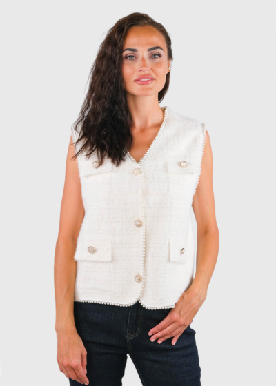 Zelena white buttoned vest