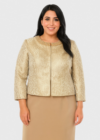 Ganga Plus Size beige dress with blazer