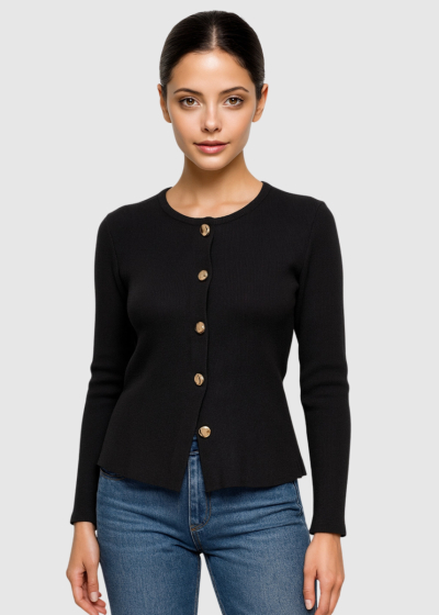 Selena black women's cardigan with buttons