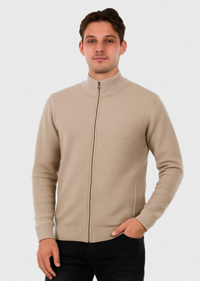 Larsen beige zipped sweater