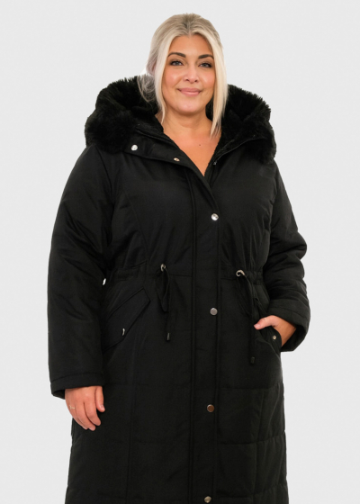 Lula Plus Size black long drawstring jacket