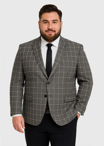 Lionel Plus Size grey virgin woolen blazer