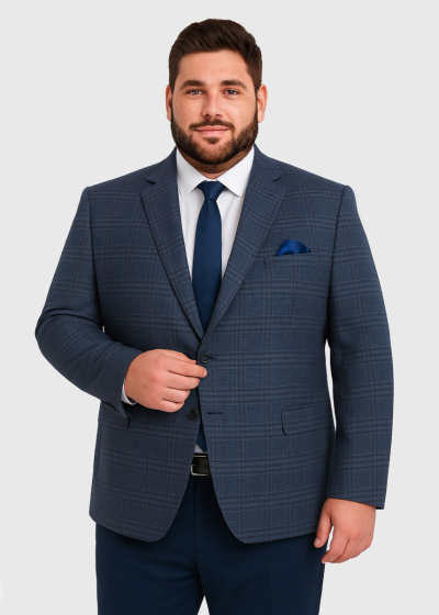 Loic Plus Size dark blue virgin woolen blazer