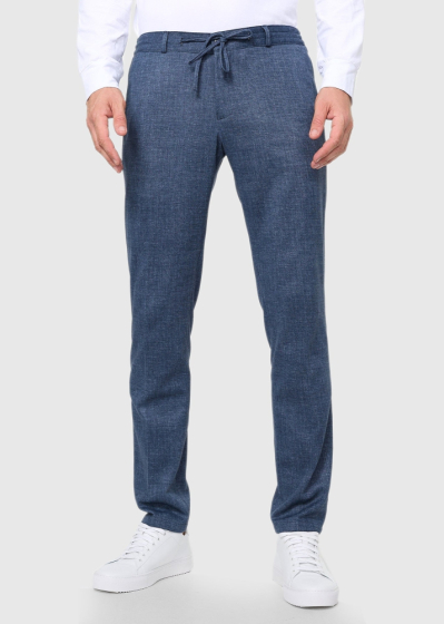 Elio Slim Fit синие мужские брюки с затягивающимся шнурком