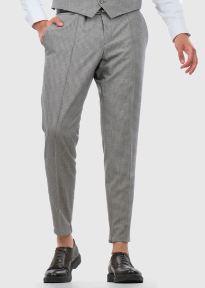 Demetrio Slim Fit grey checkered men's pants