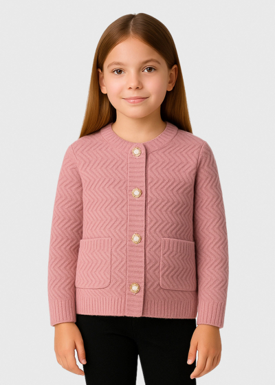 Lavinia pink cardigan with pockets