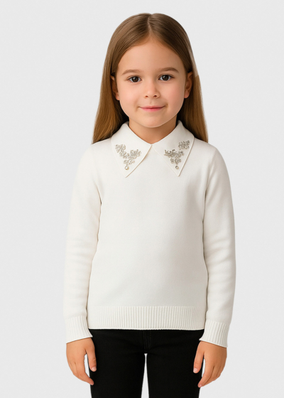 Libi white collared sweater