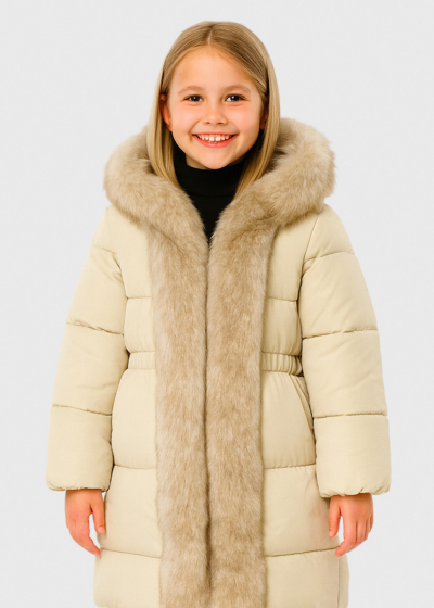 Lisanna beige jacket with faux fur