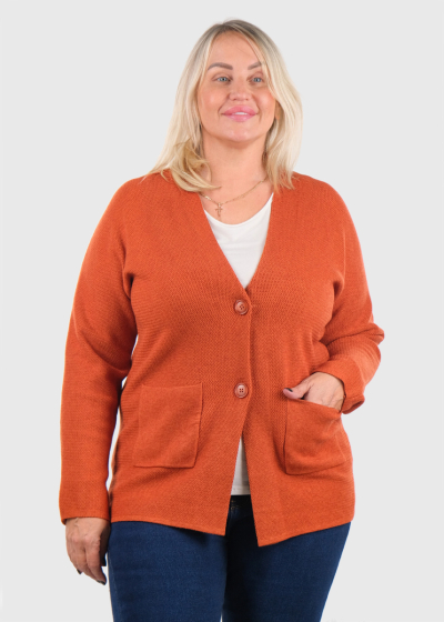 Katina orange cardigan with pockets