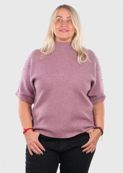 Kaya pink sweater with pearls