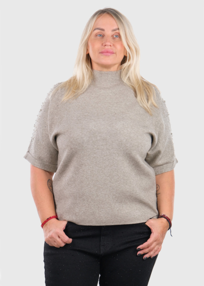 Kaya beige sweater with pearls