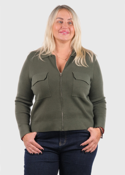 Kamila хаки короткий кардиган на молнии