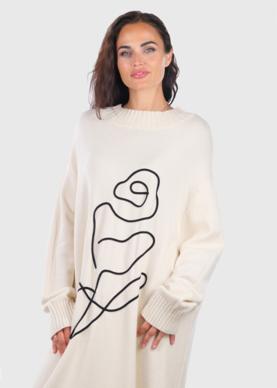 Kaiyo white sweater dress with pattern