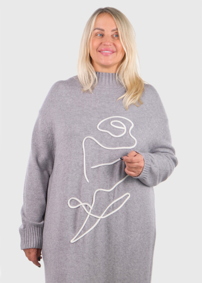 Kaiyo grey sweater dress with pattern