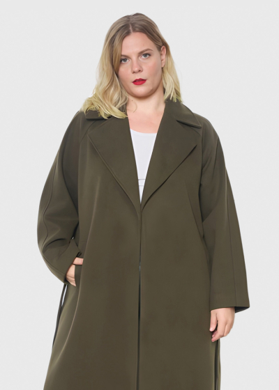 Jessica Plus Size khaki coat with belt